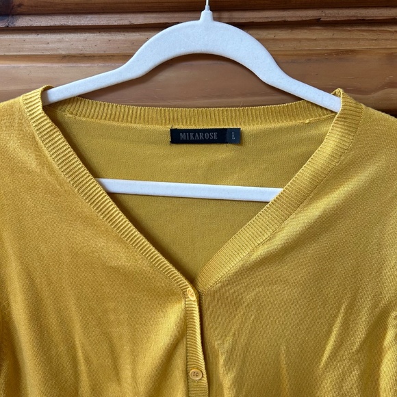 Mikarose Cardigan Sweater Women's Button Up Yellow Size Large - Picture 2 of 5